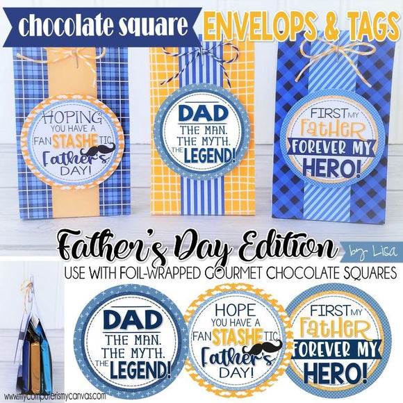 Chocolate Squares Envelops & Tags {FATHER'S DAY} PRINTABLE