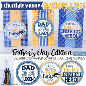 Chocolate Squares Envelops & Tags {FATHER'S DAY} PRINTABLE