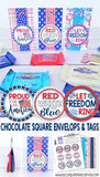 Chocolate Squares Envelops & Tags {PATRIOTIC} PRINTABLE