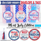 Chocolate Squares Envelops & Tags {PATRIOTIC} PRINTABLE