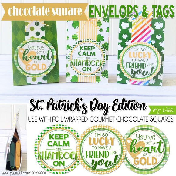 Chocolate Squares Envelops & Tags {ST. PATTY'S DAY} PRINTABLE