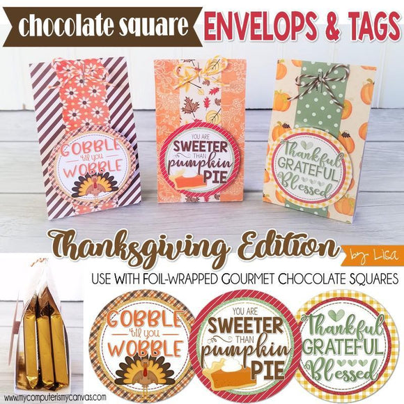 Chocolate Squares Envelops & Tags {THANKSGIVING} PRINTABLE