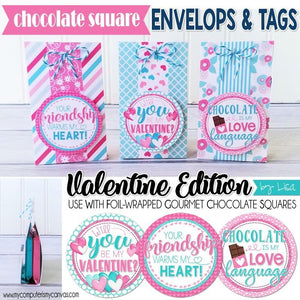Chocolate Squares Envelops & Tags {VALENTINE} PRINTABLE