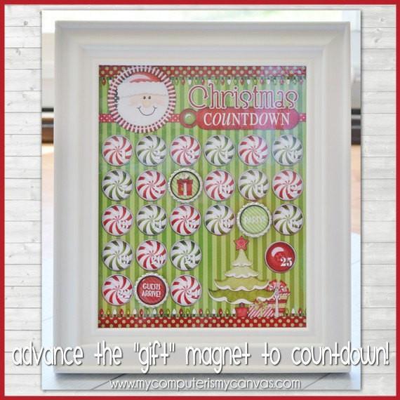 Christmas Bottle Cap Countdown PRINTABLE {Clearance}-My Computer is My Canvas