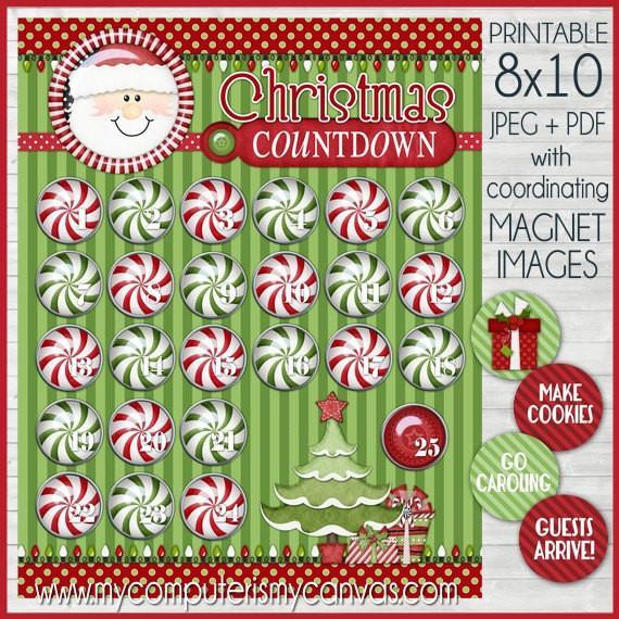 Christmas Bottle Cap Countdown PRINTABLE {Clearance}-My Computer is My Canvas