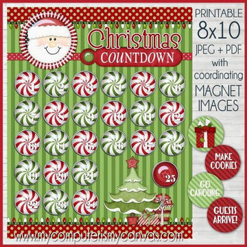 Christmas Bottle Cap Countdown PRINTABLE {Clearance}-My Computer is My Canvas