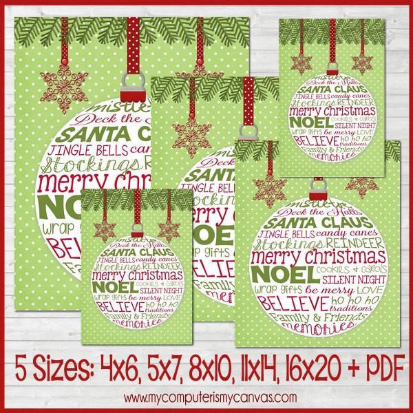 Christmas Bulb Subway Art PRINTABLE-My Computer is My Canvas