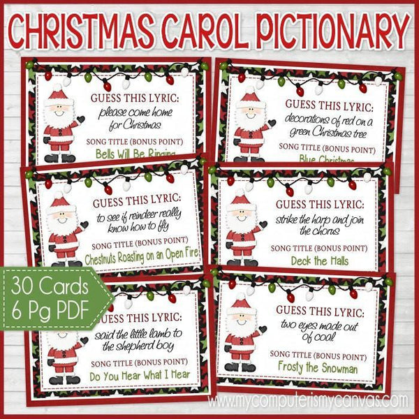 Christmas Carol Pictionary Game PRINTABLE – Bloom to Balm | My Computer is My Canvas christmas-carol-pictionary-game-printable-bloom-to-balm-my-computer-is-my-canvas