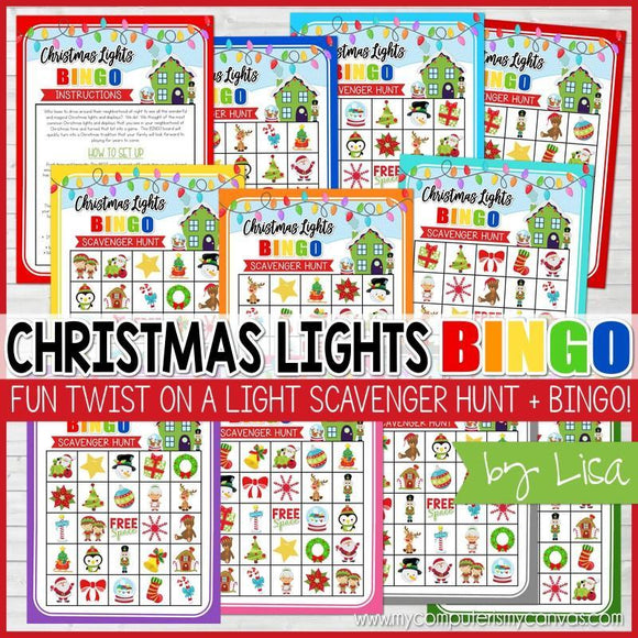 Christmas Light Scavenger Hunt BINGO Printables