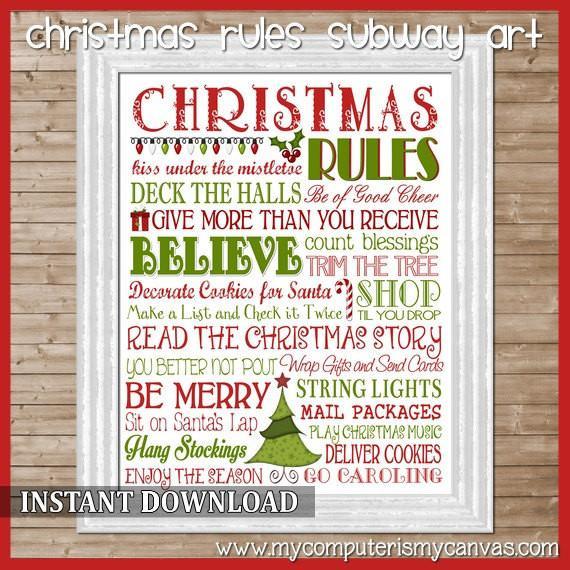 Christmas Rules Subway Art PRINTABLE-My Computer is My Canvas
