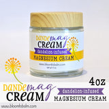 DANDE-MAG {Dandelion-Infused} Magnesium CREAM (4 oz Glass Jar)