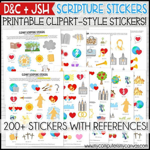 D&C Scripture Stickers + JSH {Clipart Style} PRINTABLE