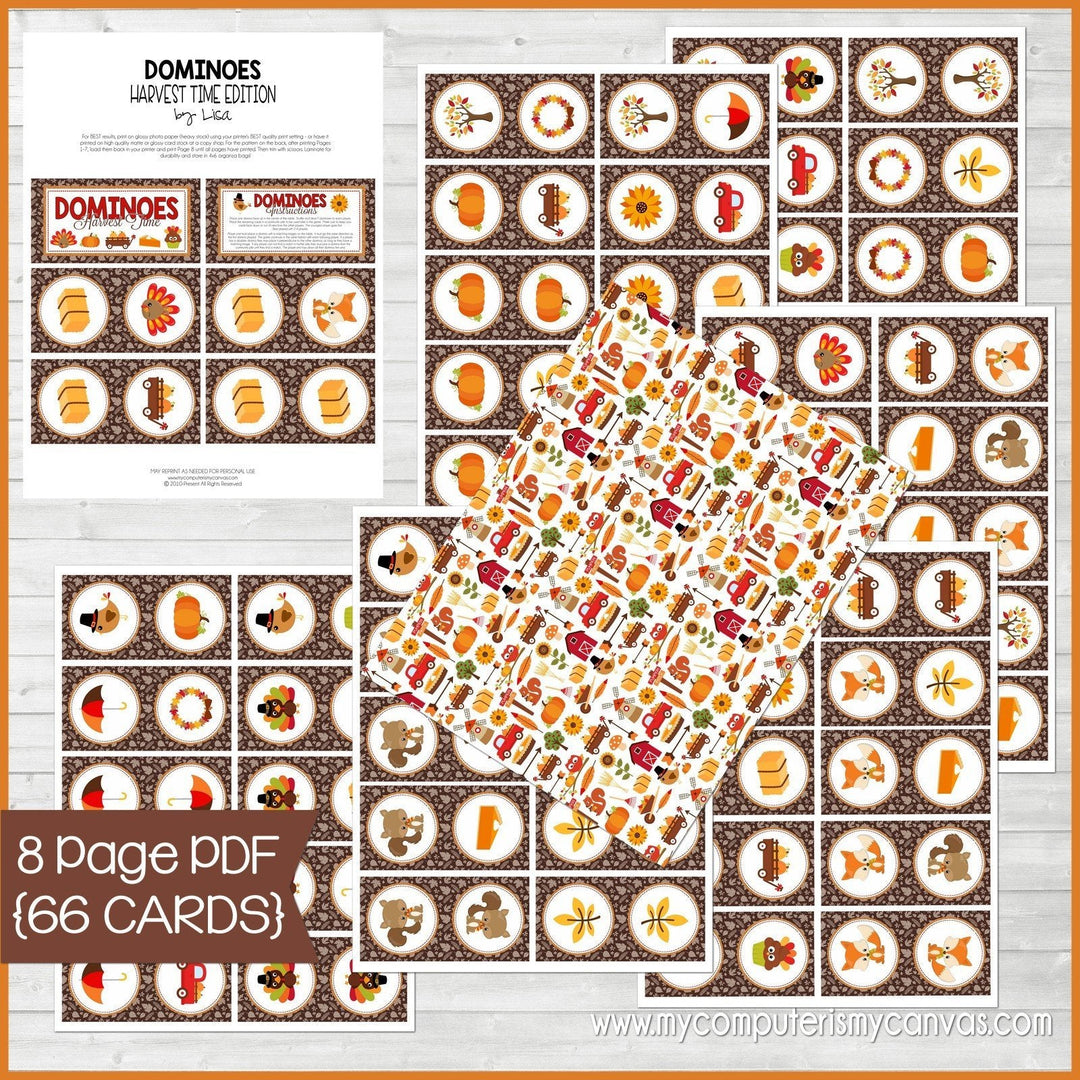 DOMINOES Game {Harvest Time} PRINTABLE-My Computer is My Canvas