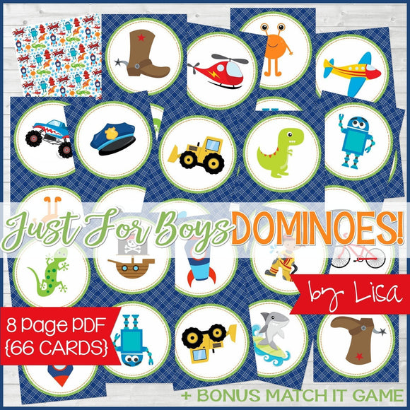 DOMINOES Game {Just for Boys} PRINTABLE-My Computer is My Canvas