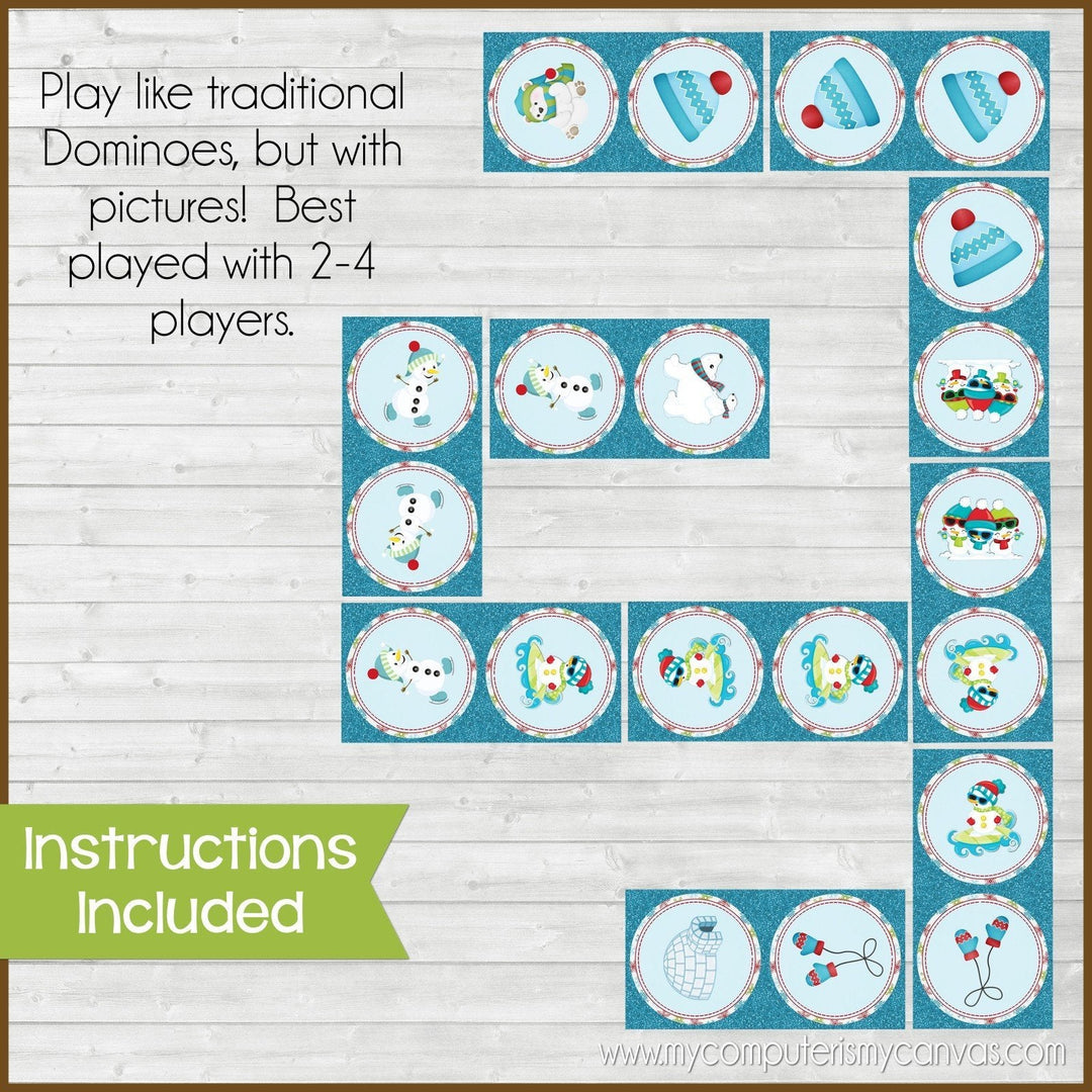 DOMINOES Game {Winter} PRINTABLE-My Computer is My Canvas