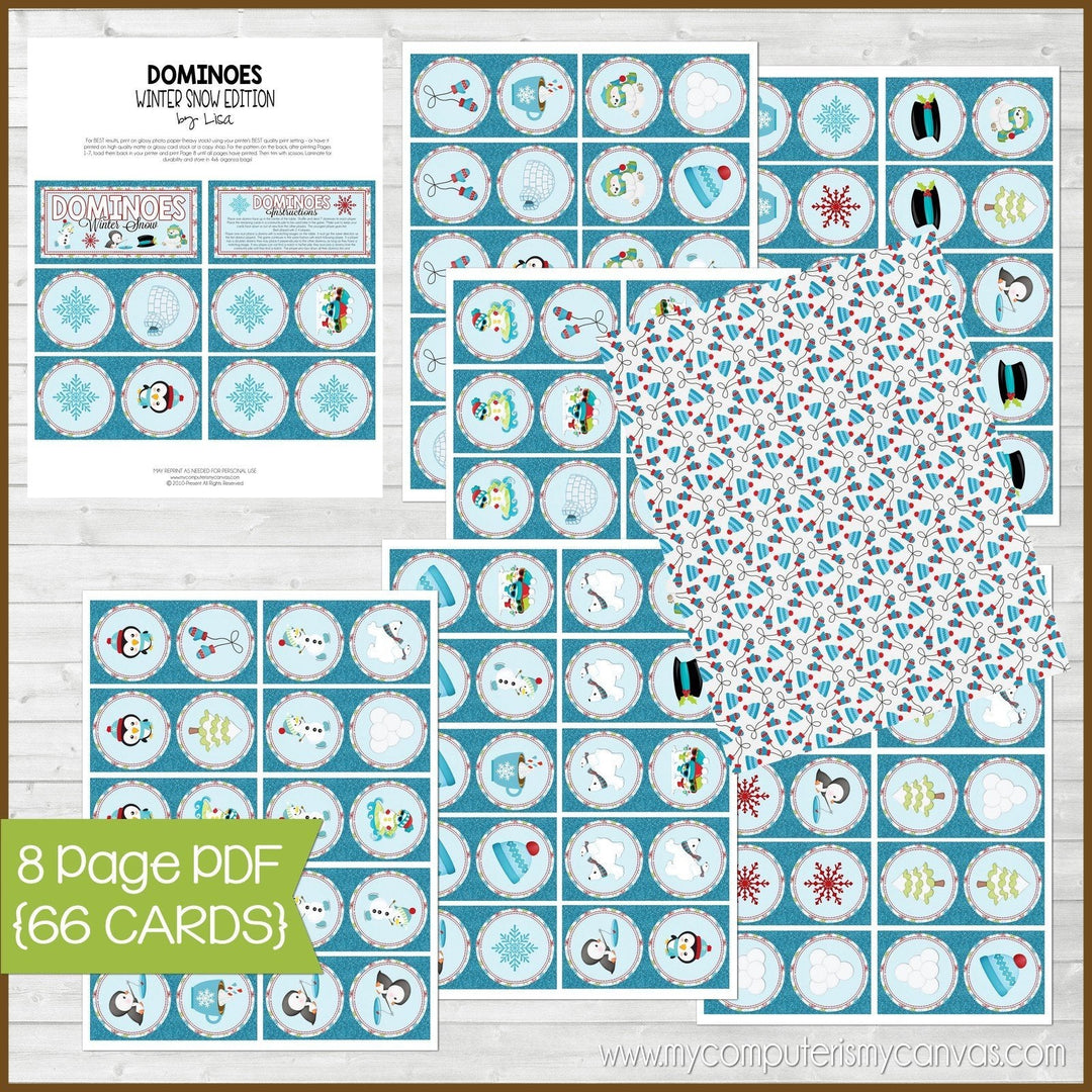 DOMINOES Game {Winter} PRINTABLE-My Computer is My Canvas