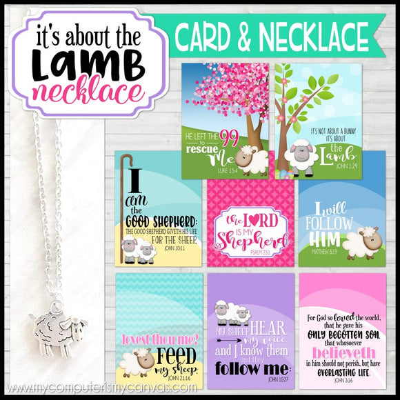 EASTER Lamb Charm Necklace {with Quote Card} SHIPPED