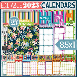EDITABLE 2023 Decorative Monthly Calendars {8.5x11} Printable