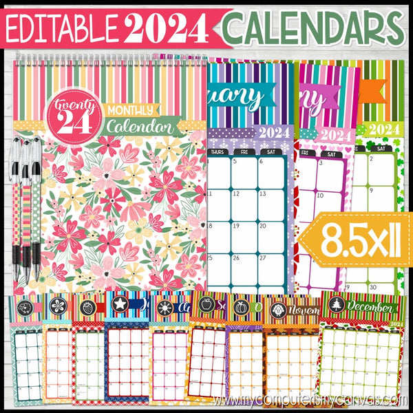 2024 CALENDAR LABELS Stickers Monthly Index Stickers Journal