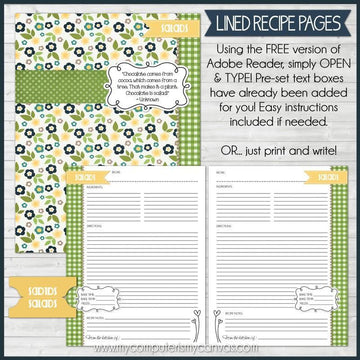 EDITABLE Recipe Binder Collection NAVY {Full Size 8.5x11} PRINTABLE – My  Computer is My Canvas