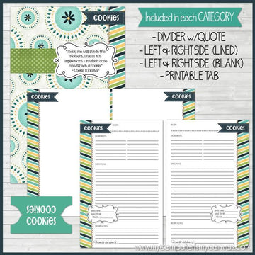 5x7 recipe card binder EDITABLE Recipe Binder Collection NAVY {Half Size 5.5x8.5} PRINTABLE – My Computer is My Canvas