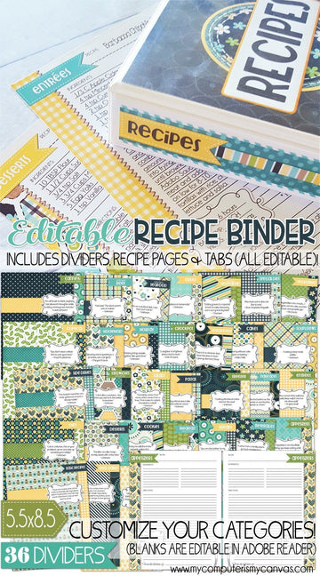 EDITABLE Recipe Binder Collection NAVY {Half Size 5.5x8.5} PRINTABLE – My  Computer is My Canvas