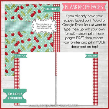 Recipe Page Printables/ 8 1/2 X 11/ Instant Recipe Sheet/cute Recipe Pages/ Recipe  Book Printables/ Blank Recipe Page/ Digital Download 