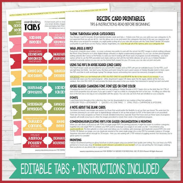 EDITABLE Recipe Card Collection RED {4x6} PRINTABLE – My Computer