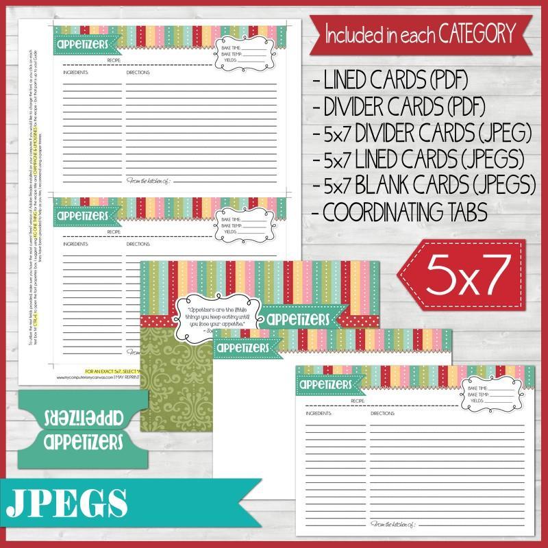 EDITABLE Recipe Sampler - APPETIZER PRINTABLE – My Computer is My Canvas