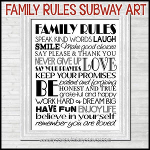 Family Rules Subway Art PRINTABLE-My Computer is My Canvas