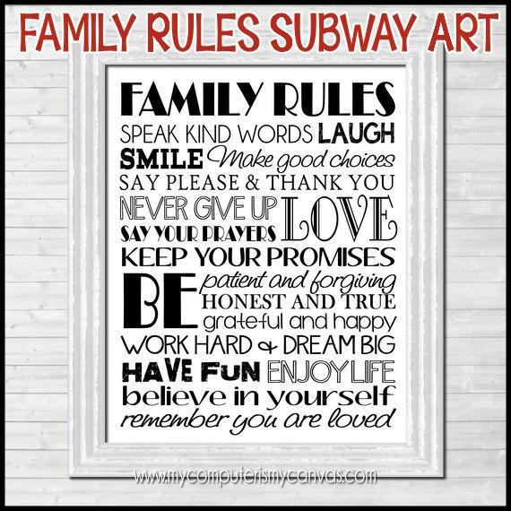 Family Rules Subway Art PRINTABLE-My Computer is My Canvas