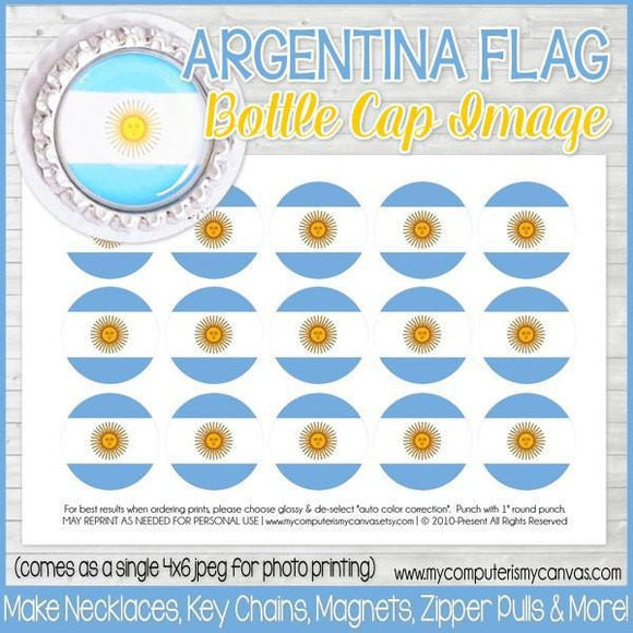 Flag Bottle Cap PRINTABLE {ARGENTINA}-My Computer is My Canvas