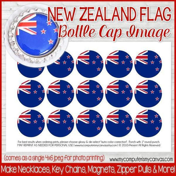 Flag Bottle Cap PRINTABLE {NEW ZEALAND}-My Computer is My Canvas