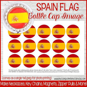 Flag Bottle Cap PRINTABLE {SPAIN}-My Computer is My Canvas