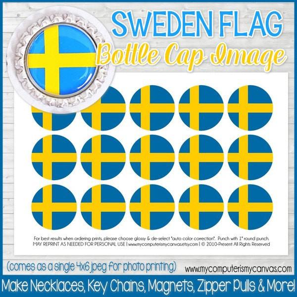 Flag Bottle Cap PRINTABLE {SWEDEN}-My Computer is My Canvas