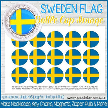 Flag Bottle Cap PRINTABLE {SWEDEN}-My Computer is My Canvas