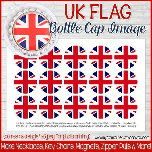 Flag Bottle Cap PRINTABLE {UNITED KINGDOM}-My Computer is My Canvas