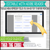 MORSE CODE BRACELET Printable Bundle {2026 GRADUATION & Numbers} + Editable Bracelet Card