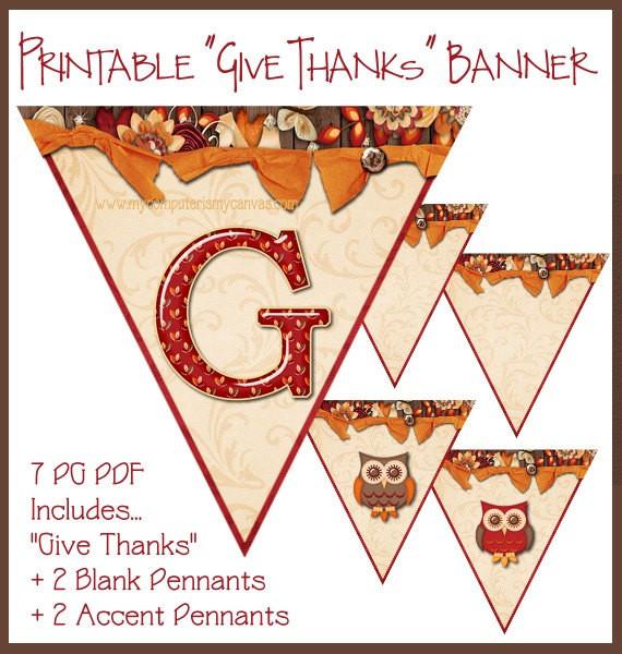 Give Thanks Banner PRINTABLE-My Computer is My Canvas