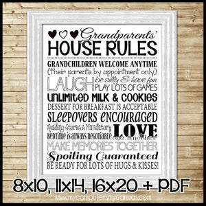 Grandparents House Rules Subway Art PRINTABLE-My Computer is My Canvas