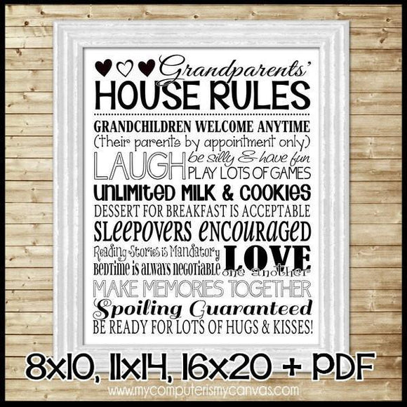 Grandparents House Rules Subway Art PRINTABLE-My Computer is My Canvas