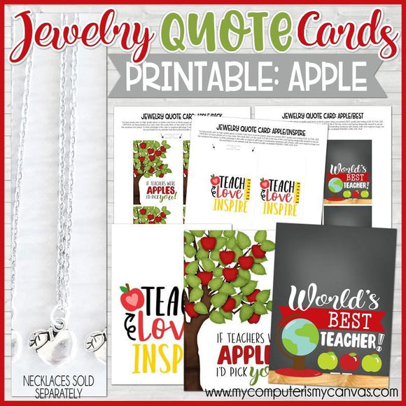 Jewelry QUOTE Cards {APPLE} PRINTABLE