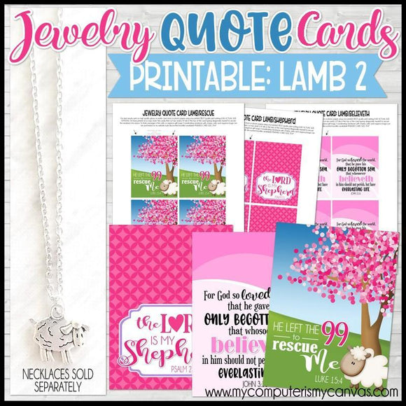 Jewelry QUOTE Cards {LAMB-2} PRINTABLE