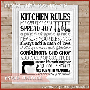Kitchen Rules Subway Art PRINTABLE-My Computer is My Canvas