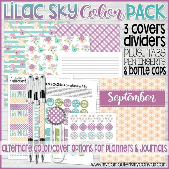 LILAC SKY Color Pack {Alternate Covers/Accessories for Planners/Journals} PRINTABLE