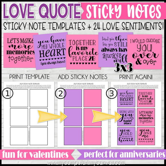 LOVE QUOTE Sticky Notes {Valentine or Anniversary} PRINTABLE