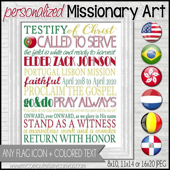 Missionary Subway Art w/FLAG {Personalized} PRINTABLE-My Computer is My Canvas