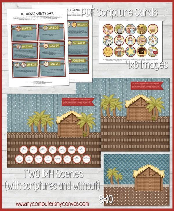 Nativity Bottle Cap Images {Scripture Advent} PRINTABLE-My Computer is My Canvas