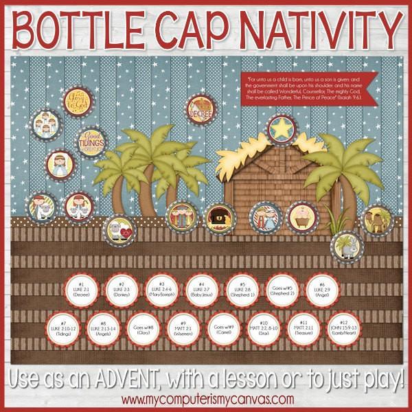 Nativity Bottle Cap Images {Scripture Advent} PRINTABLE-My Computer is My Canvas