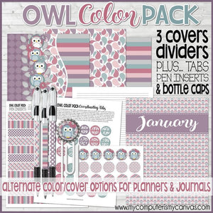 OWL Color Pack {Alternate Covers/Accessories for Planners/Journals} PRINTABLE